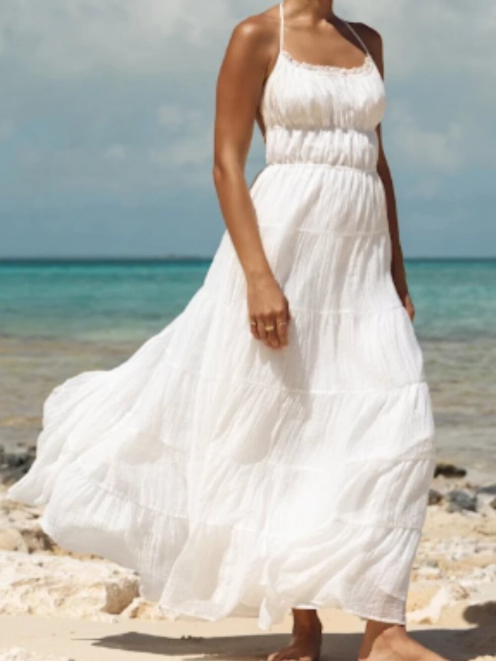 Ameera White Textured Tiered Backless Maxi Dress Lulus
